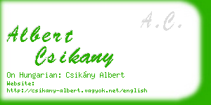 albert csikany business card